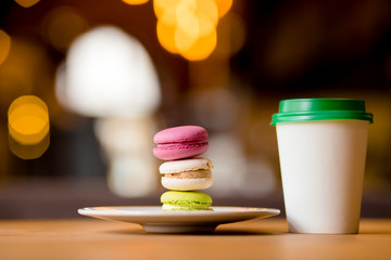 Paper coffee cup to go in the cafe