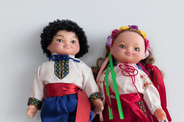 Dolls of a boy and a girl in the Ukrainian national clothes