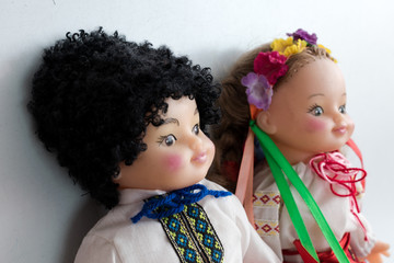Dolls of a boy and a girl in the Ukrainian national clothes