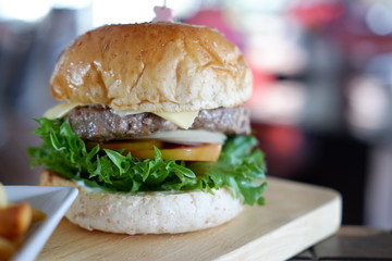 hamburger on table