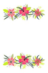 Hand drawn spring typography poster with cute colorful flowers in flat style. Vector illustration for 8 March Woman's Day, Mother's Day, greeting cards, invitations. Frame for sale flayers, web design
