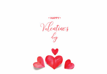 Happy Valentine`s Day. Valentine`s Day greeting card. Watercolor hearts.