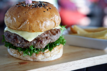 hamburger on table