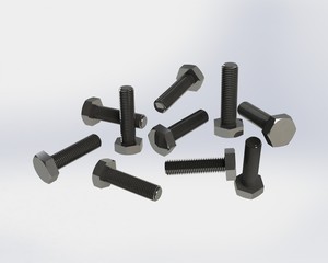Realistic 3d illustrations of screws and bolts that diverged from the white background.  
