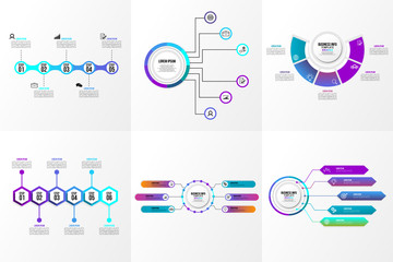 Set Of Infographics Elements Vector Design Template. Business Data Visualization Infographics Timeline with Marketing Icons most useful can be used for workflow, presentation, diagrams, reports