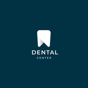 Modern minimal dentist logo design. Abstract tooth icon logotype. Dental clinic vector sign mark icon.