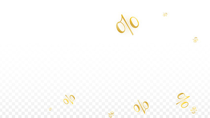 Fototapeta premium Luxury Vector Gold Percentage Sign Confetti on Transparent. Percent Sale Background. Business, Economics Print. Discount Illustration. Promotion Poster. Black Friday Banner. Special offer Template.