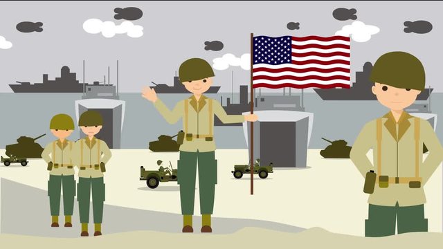 american soldiers on the landing beaches in normandy France