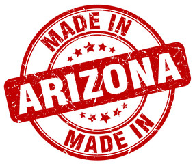made in Arizona red grunge round stamp