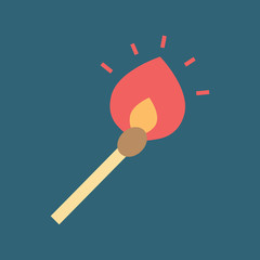 Silhouette icon burning match