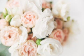 Obraz na płótnie Canvas light bright flowers.white background. valentine's day,wedding,romantic and love concept.top view