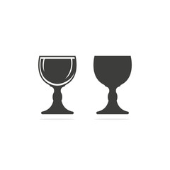 Monochrome vector illustration of a glass of beer icon in two versions, isolated on a white background.