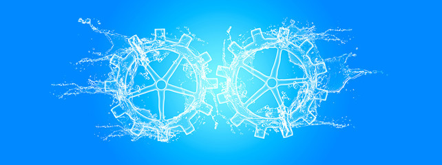 連結する水で出来た二つの歯車