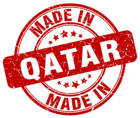 made in Qatar red grunge round stamp