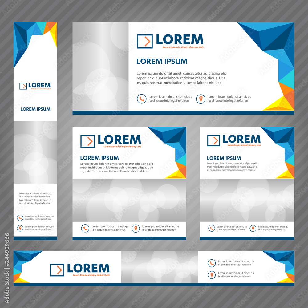 Fototapete set of web banners in standard sizes. vector abstract templates design with background and header, d
