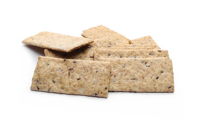 Integral linseed crackers isolated on white background