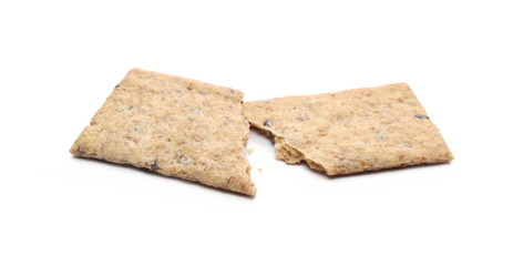 Integral linseed crackers isolated on white background
