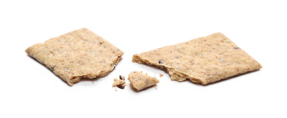 Integral linseed crackers isolated on white background