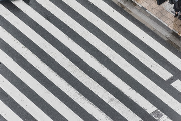 Tokyo Crosswalk Scene on the Rainy Day from above
