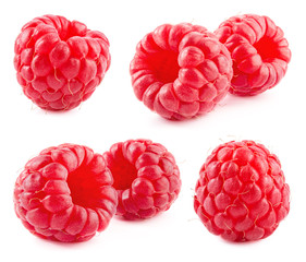 Raspberry isolated. Raspberry on white. Raspberries. Top view. Collection.