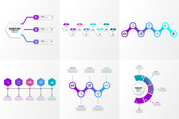 Set Of Infographics Elements Vector Design Template. Business Data Visualization Infographics Timeline with Marketing Icons most useful can be used for workflow, presentation, diagrams, reports
