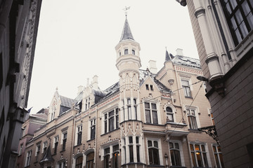 Fototapeta na wymiar Riga, the old town in winter. European architecture