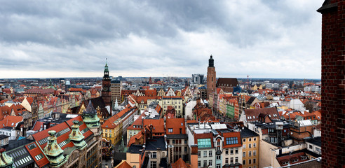 Wroclaw cityscape landmark view from the cathedral - obrazy, fototapety, plakaty