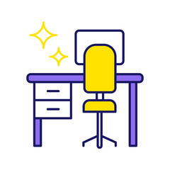 Cleaning table desk color icon