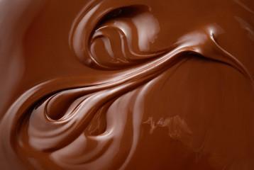Chocolate background. Melted chocolate. Chocolate surface. Hot chocolate.