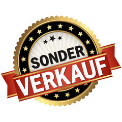 button with red banner Sonderverkauf
