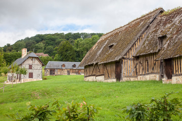 06-28-2018 Normandy France. Old traditional cottage in Normandy France