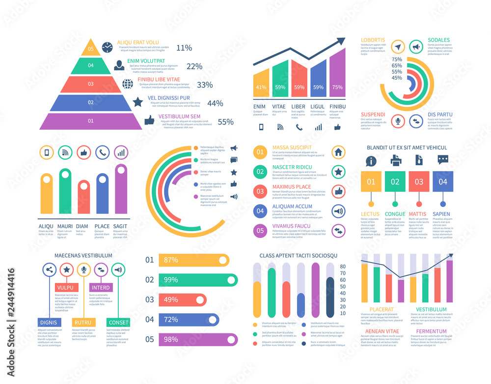 Poster analytics infographics elements. data graphic, marketing chart diagram. budget flat histogram. stati