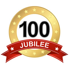 Jubilee button with banner 100 years
