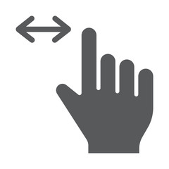 Horizontal scroll glyph icon, finger and gesture, hand sign, vector graphics, a solid pattern on a white background.