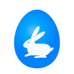Icon of easter egg in the middle silhouette of easter bunny. Festive logo. vector illustration