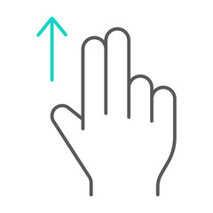 Obraz premium Two finger drag up thin line icon, gesture and hand, flick sign, vector graphics, a linear pattern on a white background.
