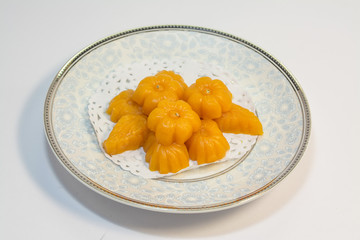 Thai sweets made from natural products Is a Thai culture in Ratchaburi province Thailand