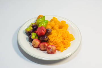 Thai sweets made from natural products Is a Thai culture in Ratchaburi province Thailand