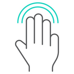Triple double tap thin line icon, gesture and hand, click sign, vector graphics, a linear pattern on a white background.