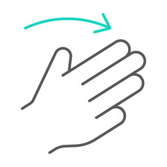 Three fingers flick right thin line icon, gesture and hand, click sign, vector graphics, a linear pattern on a white background.