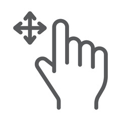 Obraz premium Free drag line icon, gesture and hand, swipe sign, vector graphics, a linear pattern on a white background.