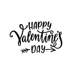 Obraz premium Happy Valentine's day greeting card. Romantic handwritten phrase about love. Hand drawn holiday lettering design. 