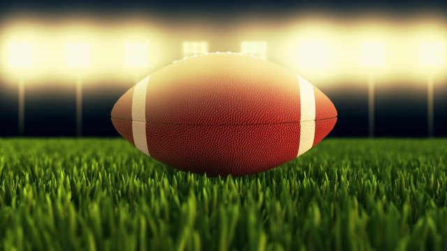 American football, Game Ball in animation on illuminated stadium