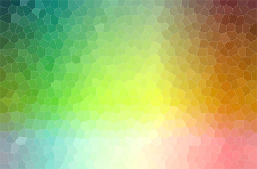 Abstract illustration of green, blue, orange and pink pastel small hexagon background.