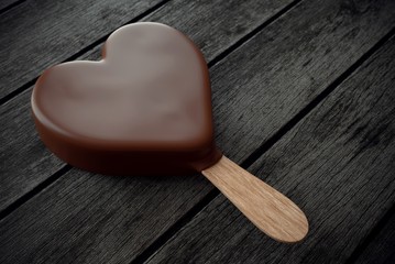Chocolate ice cream with heart shape