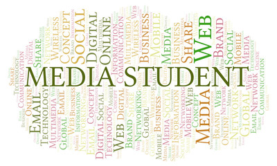 Obraz premium Media Student word cloud.