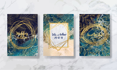  liquid marble with gold. flyer, business card, flyer, brochure, poster, for printing. trend vector