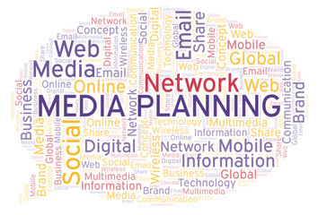 Obraz premium Media Planning word cloud.
