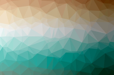 Illustration of abstract Blue, Brown, Green, Orange horizontal low poly background. Beautiful polygon design pattern.