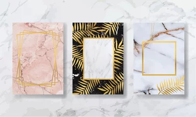 Selbstklebende Fototapeten  liquid marble with gold. flyer, business card, flyer, brochure, poster, for printing. trend vector © chikovnaya